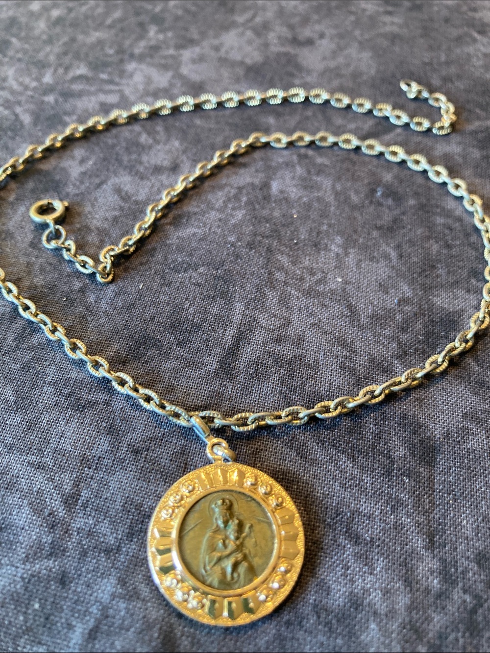 Gold-Tone Virgin Mary Medallion Necklace - Women Jewelry